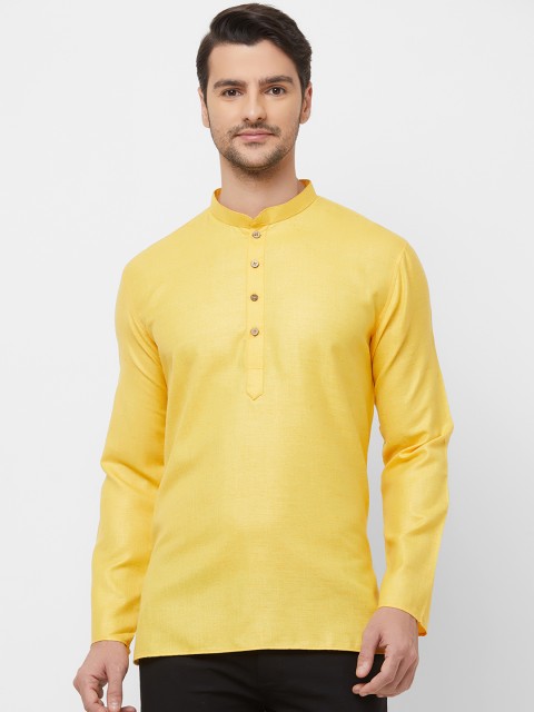 

N Dot Men Yellow Solid Straight Kurta