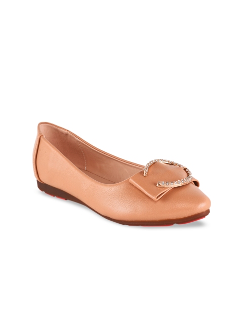 

BuckleUp Women Tan Brown Solid Ballerinas