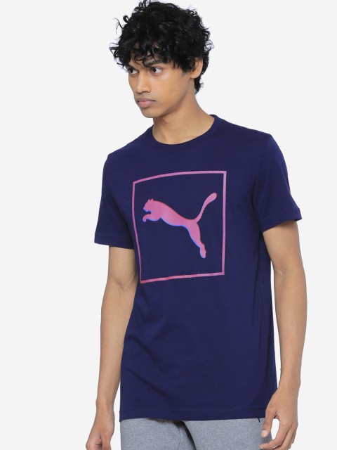 

Puma Men Navy Blue Printed Round Neck Dash Cat T-shirt