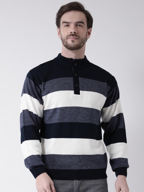 

COBB Men Blue & White Striped Pullover Sweater
