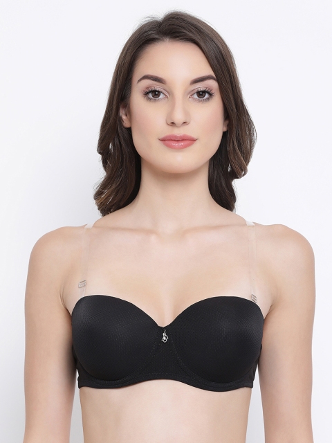 

Clovia Black Self Design Level 1 Heavily Padded Push-Up Bra BR1981P1334B