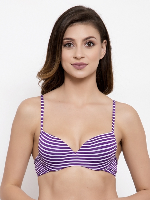 

Friskers Purple Printed Underwired Lightly Padded Push-Up Bra OO-1378-16