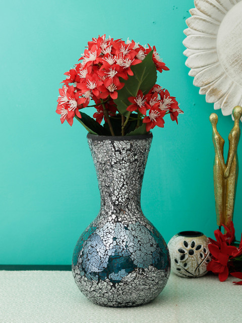 

Aesthetic Home Solutions Pink Textured Floral Bloom Vase, Silver
