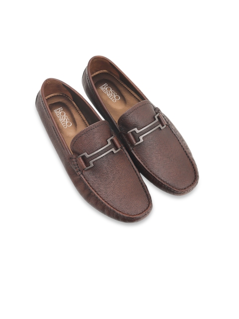 

ROSSO BRUNELLO Men Brown Solid Casual Leather Driving Shoes