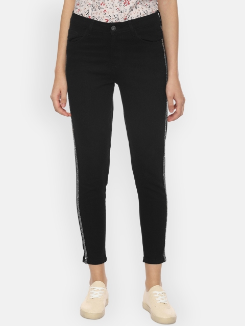 

People Women Black Regular Fit Mid-Rise Clean Look Stretchable Jeans