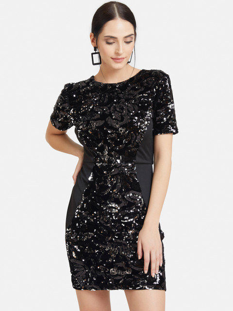 

Kazo Women Black Embellished Sheath Dress