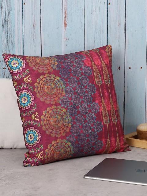 

India Circus by Krsnaa Mehta Red & Blue Single Geometric Square Cushion Cover