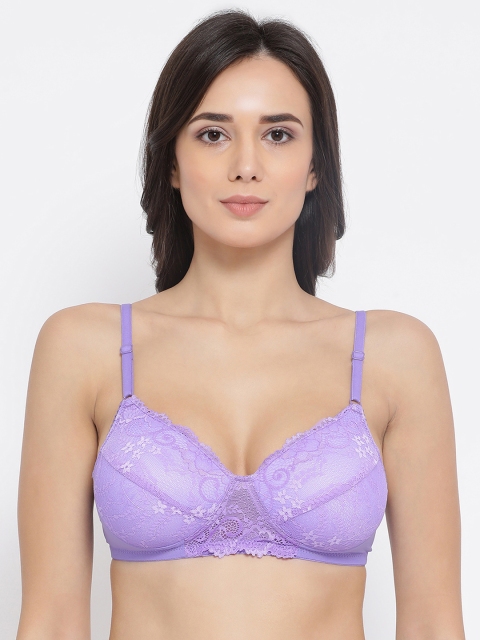 

Clovia Purple Lace Padded Wire-free Full Cup Bra BR1944P123