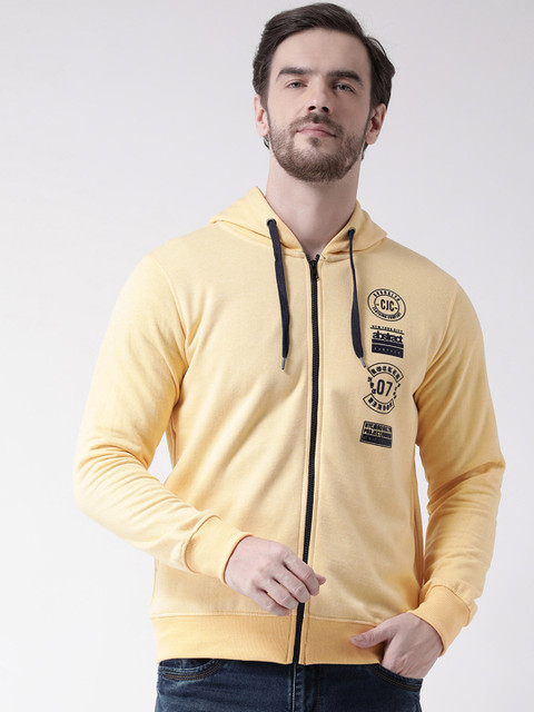 

COBB Men Yellow Printed Hooded Sweatshirt
