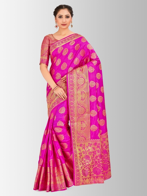 

MIMOSA Pink Art Silk Woven Design Kanjeevaram Saree