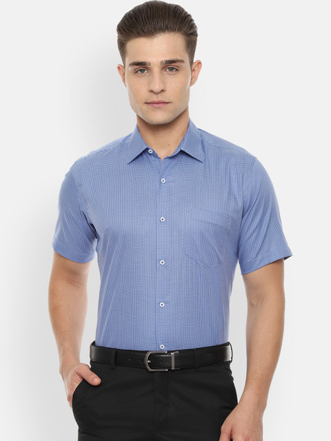 

Van Heusen Men Blue Regular Fit Checked Formal Shirt
