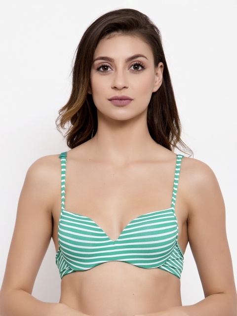 

Friskers Green Printed Underwired Lightly Padded Push-Up Bra OO-1378-13