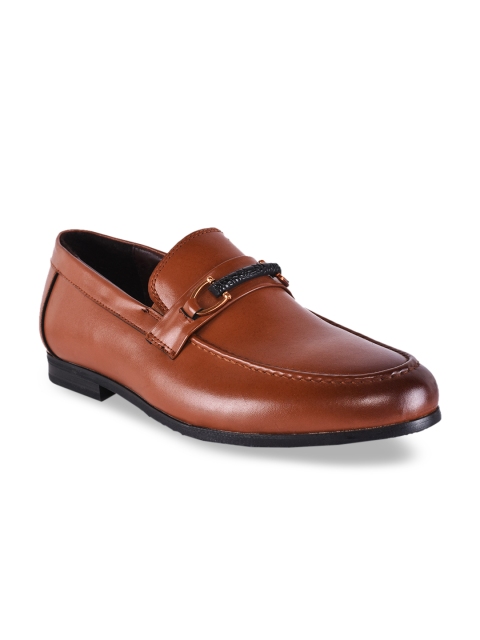 

BuckleUp Men Tan Brown Solid Formal Horsebit Loafers