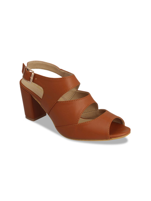 

pelle albero Women Tan Brown Solid Block Heels