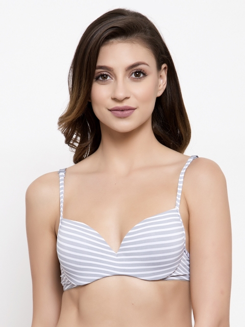 

Friskers Grey Printed Underwired Lightly Padded Push-Up Bra OO-1378-04