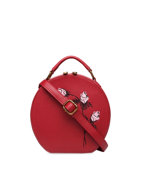

Diana Korr Maroon Self Design Handheld Bag