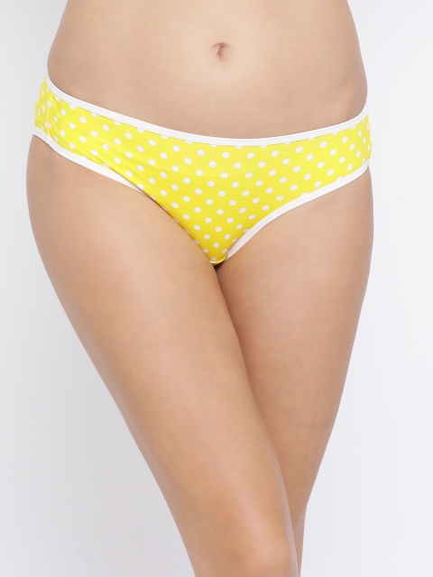 

Clovia Women Yellow & White Polka Printed Low-Rise Bikini Briefs PN3390P02S