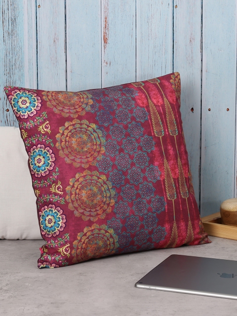 

India Circus by Krsnaa Mehta Red Single Geometric Square Cushion Cover