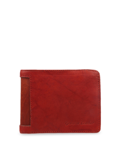 

Swiss Design Men Brown Textured Two Fold Leather Wallet