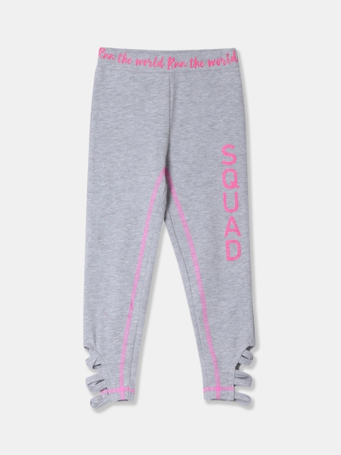 

Cherokee Girls Grey Melange Self Design Ankle Length Leggings