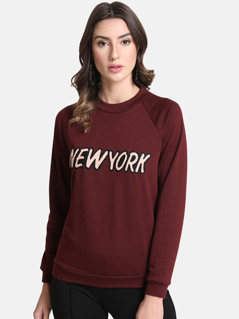 

Kazo Women Maroon Printed Sweatshirt