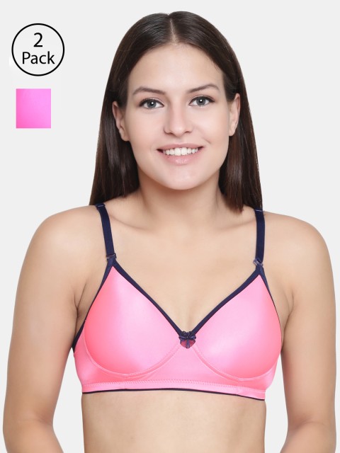 

Floret Pack of 2 Pink Solid Non-Wired Lightly Padded T-shirt Bras