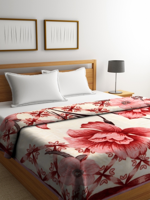

BOMBAY DYEING Maroon & Beige Floral Heavy Winter 600 GSM Double Bed Blanket