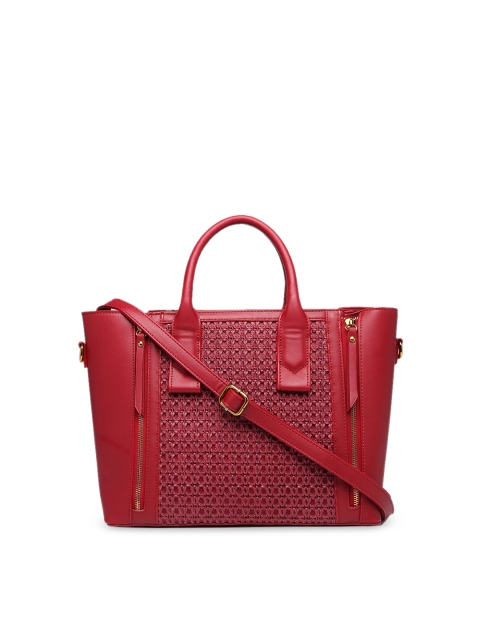 

Diana Korr Maroon Self Design Handheld Bag