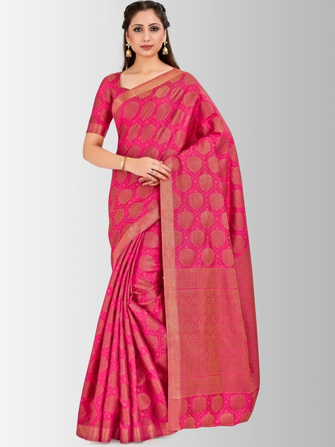 

MIMOSA Pink Art Silk Woven Design Kanjeevaram Saree