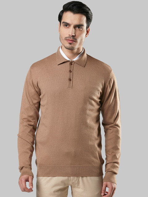 

Raymond Men Beige Solid Pullover Sweater