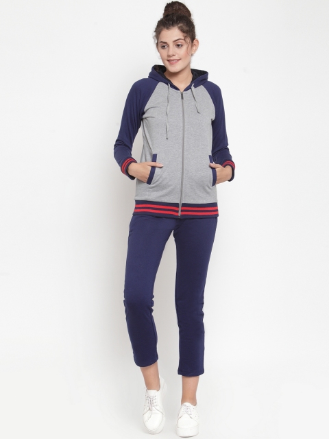 

WILD WEST Women Blue & Grey Colourblocked Tracksuit