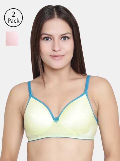 

Floret Pack of 2 Solid Non-Wired Lightly Padded T-shirt Bras, Lime green