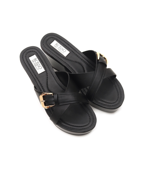 

ROSSO BRUNELLO Women Black Solid Mules