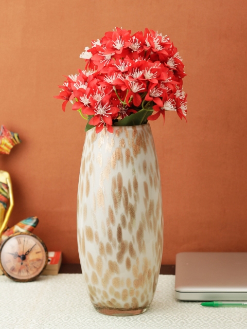 

Aesthetic Home Solutions White & Gold-Toned Textured Sea Shell Shaped Metallic Vase