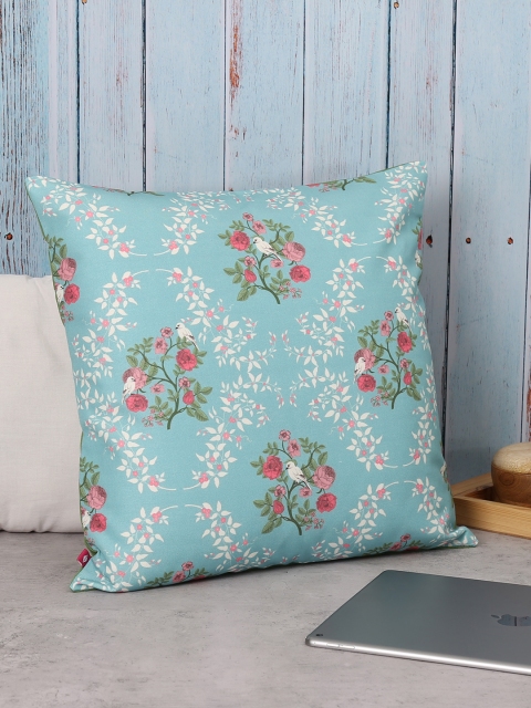 

India Circus by Krsnaa Mehta Green Set of Single Floral Square Cushion Cover
