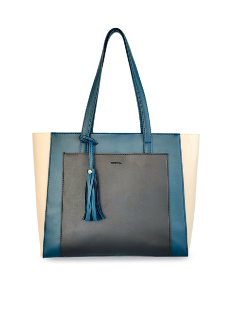 

Toteteca Blue & Black Colourblocked Shoulder Bag