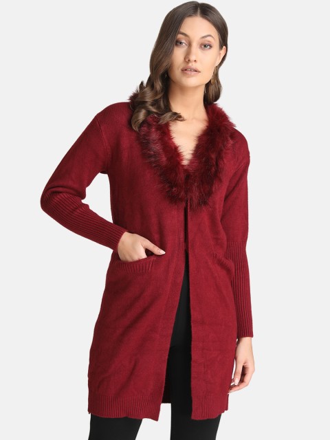

Kazo Women Maroon Solid Longline Sweater