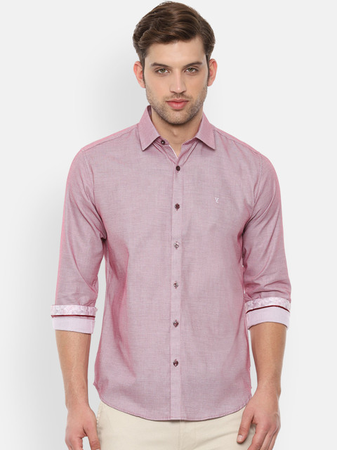 

V Dot Men Pink Slim Fit Solid Casual Shirt