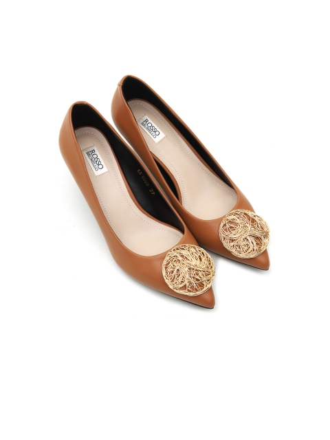 

ROSSO BRUNELLO Women Tan Brown Solid Pumps