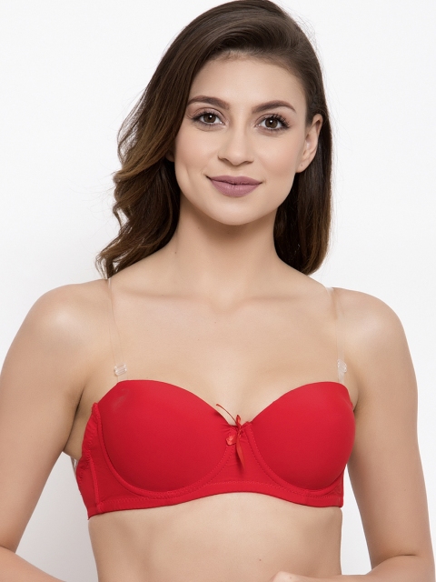 Friskers Red Solid Underwired Lightly Padded Push-Up Bra OO-990-03