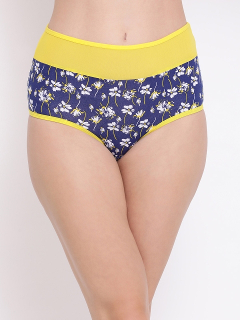 

Clovia Women Blue & Yellow Floral Printed High-Rise Hipster Brief PN2910A08S