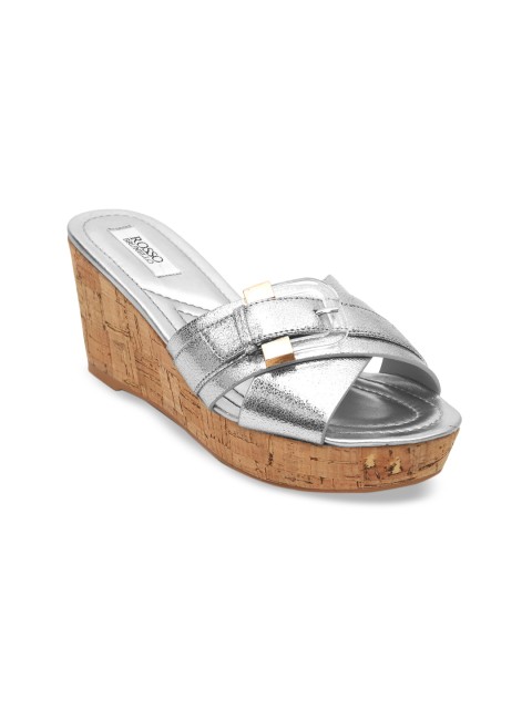 

ROSSO BRUNELLO Women Silver-Toned Solid Peep Toes