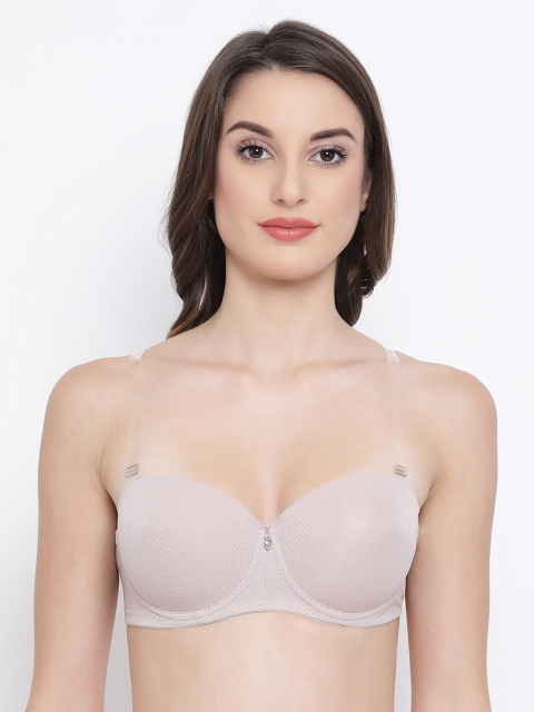 

Clovia Beige Self Design Level 1 Heavily Padded Push-Up Bra BR1981P2434B