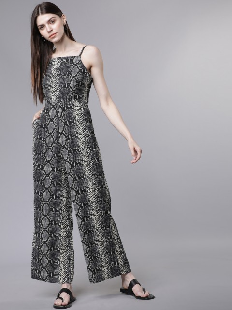 

Tokyo Talkies Women Black & Grey Printed Basic Jumpsuit