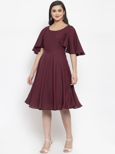 

Just Wow Women Maroon Solid Fit and Flare Dress