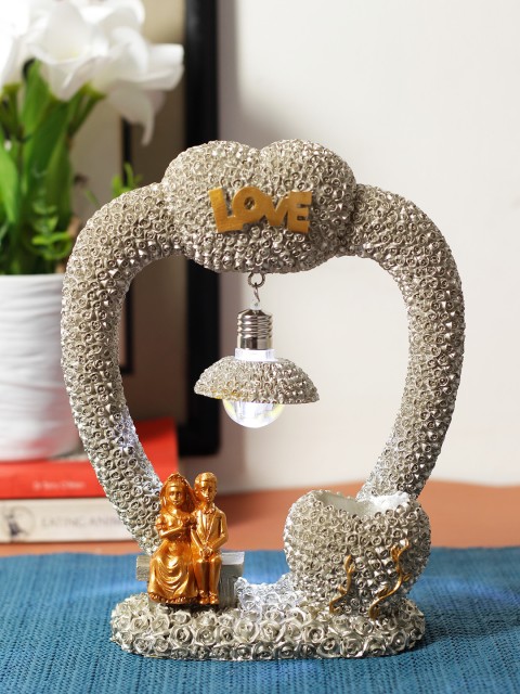 

Aesthetic Home Solutions Couple Heart Showpiece, Metallic