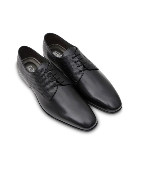 

ROSSO BRUNELLO Men Black Textured Formal Leather Derbys