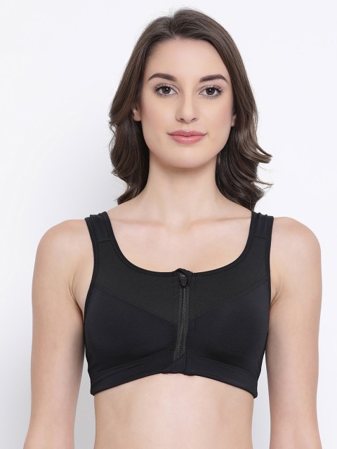 

Clovia Black Solid Padded Non-Wired Sports Bra BR1975P13