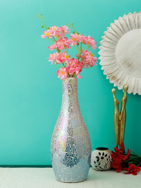 

Aesthetic Home Solutions Blue & Pink Textured Aquatic Hued Glass Vase, White