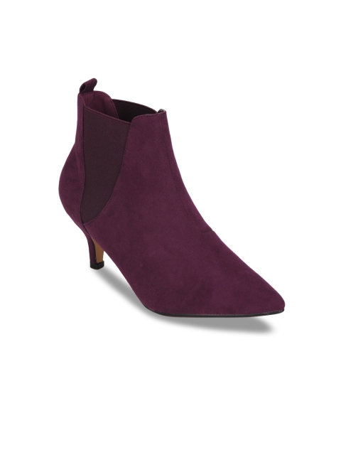 

Truffle Collection Women Purple Solid Heeled Boots
